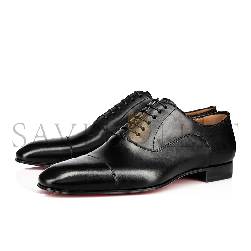 Ch**an louboutin greggolace up shoes patinated calf leather black men 1150376bk01
